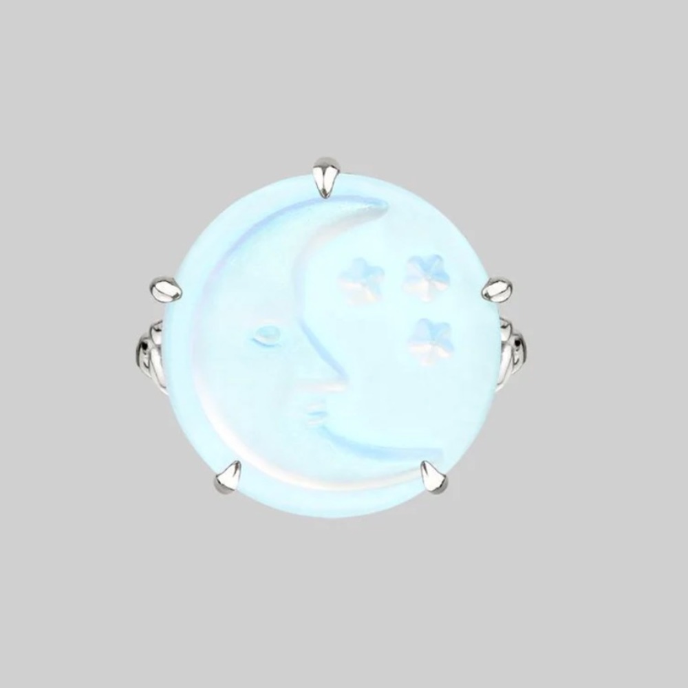 Regal Rose Blue Moon Crystal Moon & Star Ring